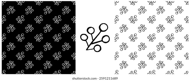 Folk ornament. Monochrome Seamless Patterns 