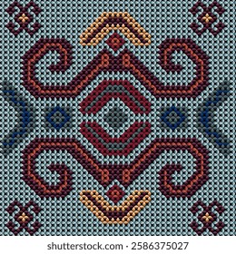 Folk ornament, national pattern, ethnic embroidery, ornamental texture, traditional geometric motives of the tribes of the African continent.