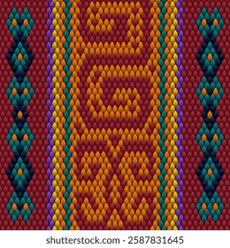 Folk ornament, national pattern, ethnic embroidery, ornamental texture, traditional geometric motives of the tribes of the African continent.