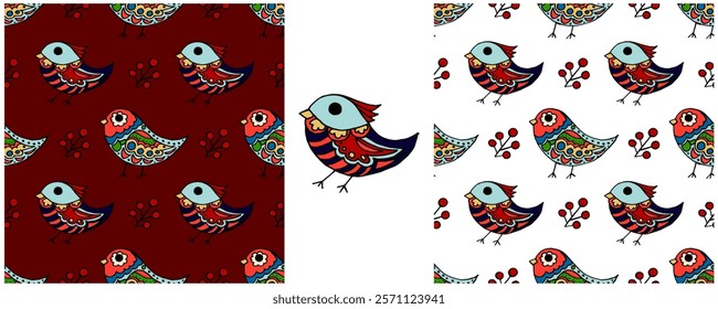 Folk ornament. Set Seamless Patterns