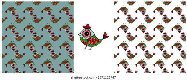 Folk ornament. Set Seamless Patterns