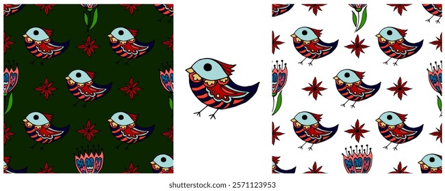 Folk ornament. Set Seamless Patterns