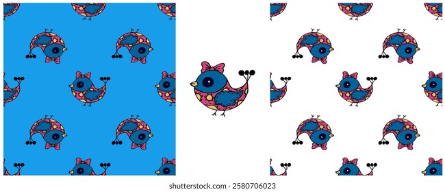Folk ornament. Set Seamless Patterns
