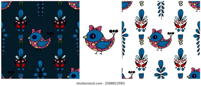 Folk ornament. Set Seamless Patterns