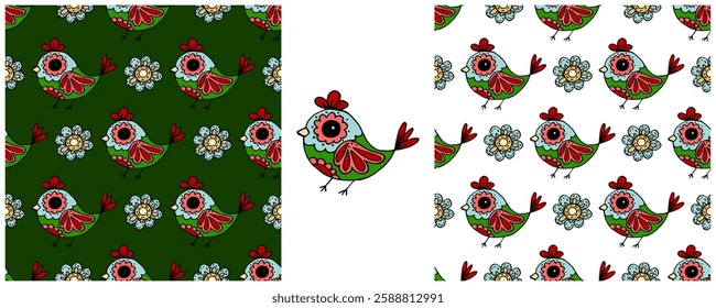 Folk ornament. Set Seamless Patterns