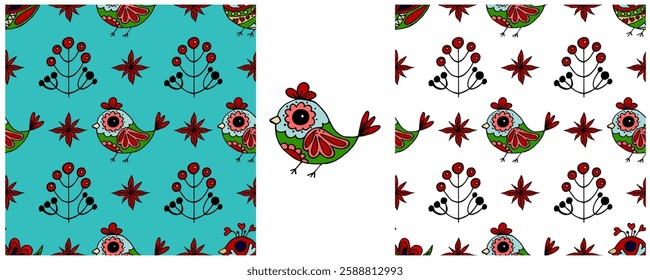 Folk ornament. Set Seamless Patterns