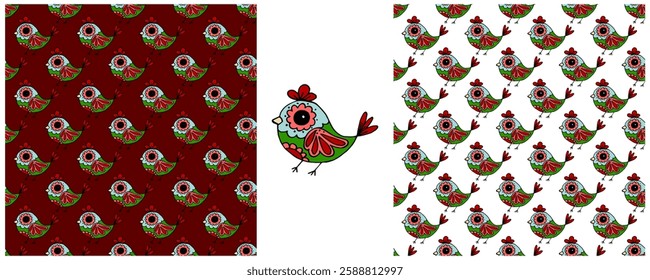 Folk ornament. Set Seamless Patterns