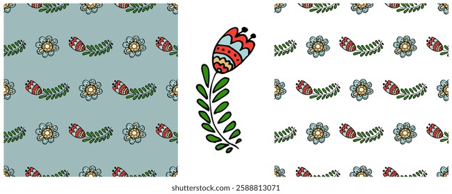 Folk ornament. Set Seamless Patterns