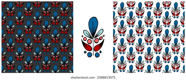Folk ornament. Set Seamless Patterns