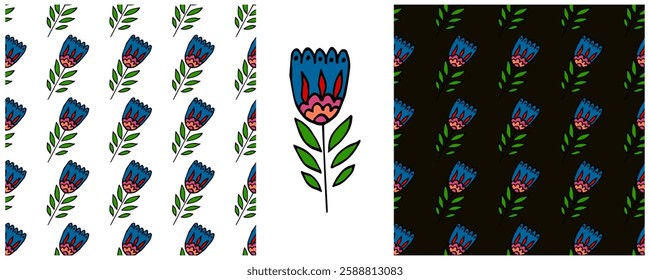 Folk ornament. Set Seamless Patterns