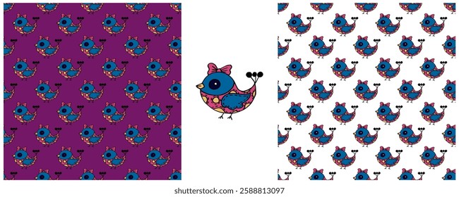 Folk ornament. Set Seamless Patterns