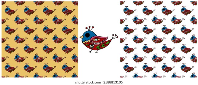 Folk ornament. Set Seamless Patterns