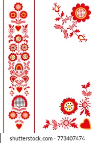 Folk ornament from South Bohemia (Pelhrimov region) 
Vector floral pattern of traditional embroidery