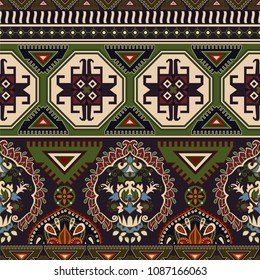 Folk ornamental seamless pattern. Geometric ethnic wallpaper, colorful backdrop