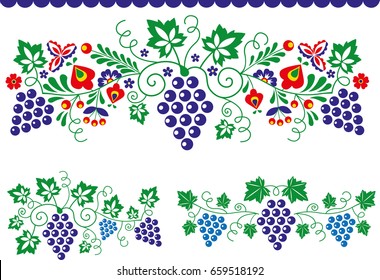 Folk ornaments with grapes