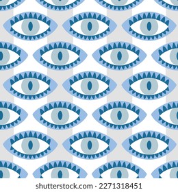 Folk ornate pattern for print design. Traditional Asian eye and paw ornament. Vector ethnic background in boho style for textile, fabrics and any surface design.