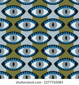 Patrón adornado de folk para el diseño de impresión. Ornamento tradicional asiático de ojo y pezuña. Antecedentes étnicos vectoriales en estilo boho para textiles, tejidos y cualquier diseño de superficie.
