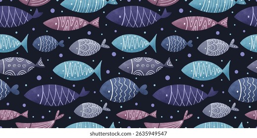 Padrão folclórico, padrão sem emenda de peixe abstrato