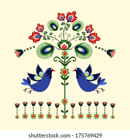 Folk pattern with birds