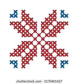 Folk Pattern Cross Stitch Snowflake Or Flower