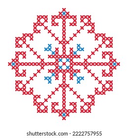 Folk pattern cross stitch snowflake or flower 5