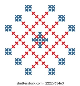Folk pattern cross stitch snowflake or flower 7