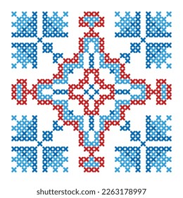 Folk pattern cross stitch snowflake or flower 