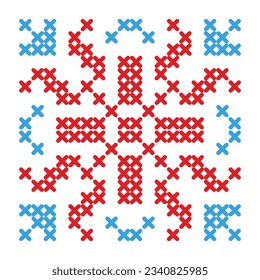Folk pattern cross stitch snowflake or flower 