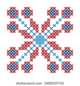 Folk pattern cross stitch snowflake or flower 