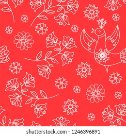FOLK PATTERN Decorative Folk Ornament Seamless Pattern Color Vector Illustration Set for Fabric And Textile Print