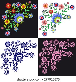 folk pattern flowers