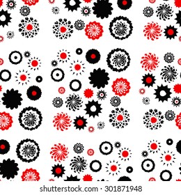  	Folk pattern in red and white shades.