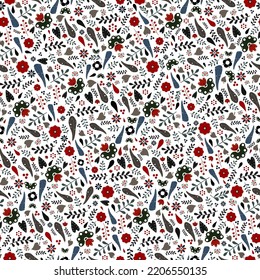 Folk pattern. Vector seamless sturcture on white  background. For textile, wrapping paper, fabric print, bed linen