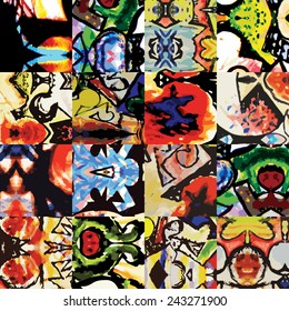 Folk patterns square patchwork