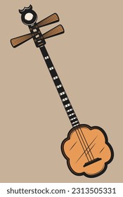 folk plucked musical instrument vector illustration