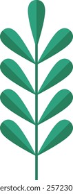 Folk Scandinavian Leaves Branch Vector Illustration