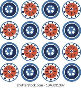Folk Scandinavian seamless pattern. Ornament, floral Nordic elements. Retro winter shape round pattern. 