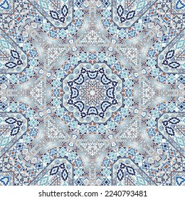 Folk seamless pattern of simple geometry shapes structure. Graphic african motif. Batik print. Small elements symmetry. Vector patchwork ornament.