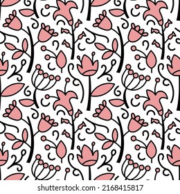 Folk seamless pattern. Vector abstract flowers. Arstract florals on white background