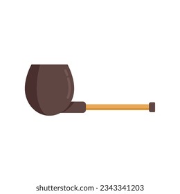 Folk smoke pipe icon flat vector. Old wood. Cigar dad isolated