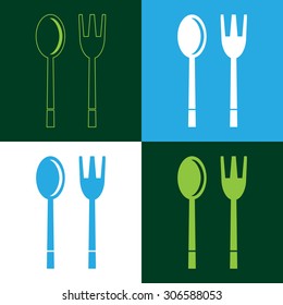 folk and spoon with color variations, vector EPS 10.