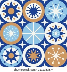 Folk stars seamless pattern. Scandinavian style. Vector illustration.