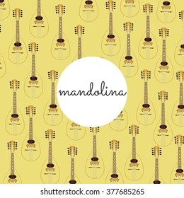 folk string instrument mandalina on a colored background