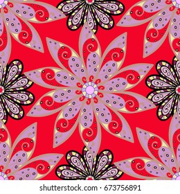 Folk style. Amazing seamless floral pattern with bright colorful flowers and leaves on a colorful background. Modern floral background. The elegant the template for fashion prints.