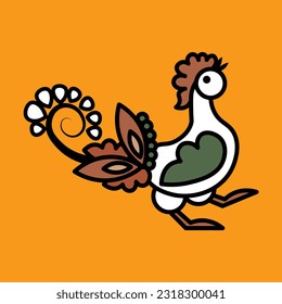 Folk style bird, traditional art dancing rooster