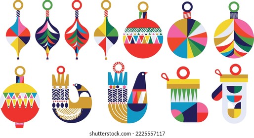 Folk style Christmas ornaments, for print on plexiglass or other material.