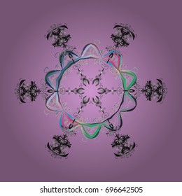 Folk Style. Decorative Texture Background of Mandalas. Vector illustration. Stylized Flowers. Lacy Fashion Print for Textile. Design for Fabric or Wallpaper. Ethnic of Lace Snowflakes.