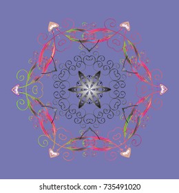 Folk Style. Decorative Texture Background of Mandalas. Ethnic of Lace Snowflakes. Design for Fabric or Wallpaper. Vector illustration. Lacy Fashion Print for Textile. Stylized Flowers.