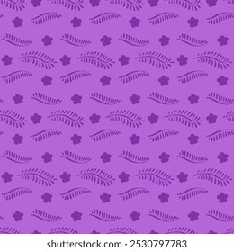 Patrón monocromo sin fisuras del estilo de Folk con las flores y el miedo de la fantasía. Flores dibujadas a mano sobre fondo púrpura. Ilustración vectorial textil, Fondo de pantalla