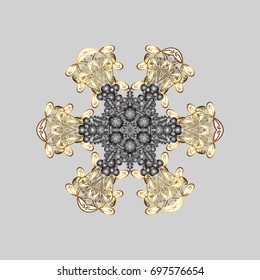 Folk Style. Vector illustration. Design for Fabric or Wallpaper. Ethnic of Lace Snowflakes. Lacy Fashion Print for Textile. Stylized Flowers. Decorative Texture Background of Mandalas.